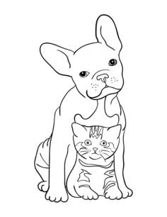 Cut Dog With Kitten Cat Coloring Pages Pdf, Free Vectors File
